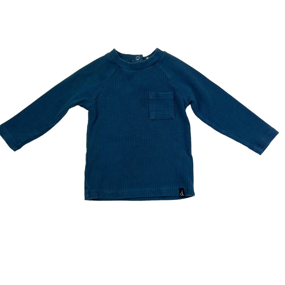 Deux Par Deux Blue Ribbed Shirt